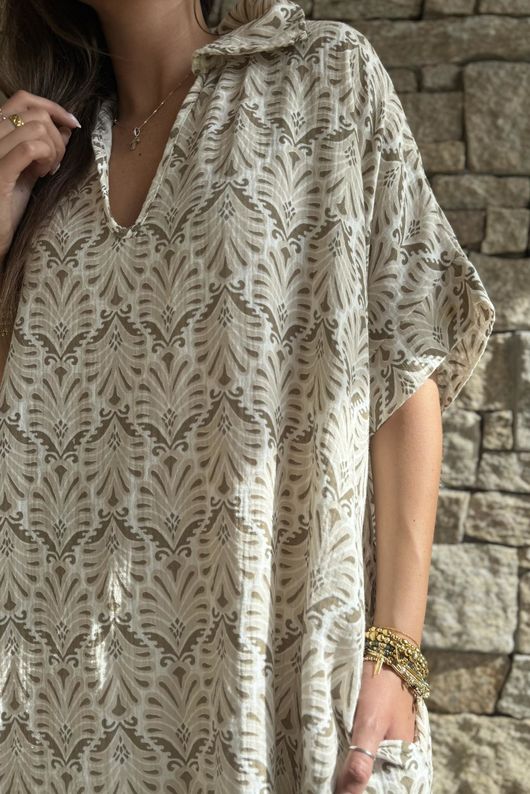 Royal Palm Pillow Cotton Dress Natural 